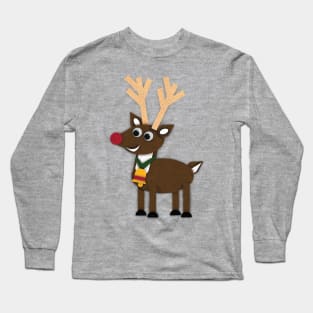 Christmas Felt Reindeer Long Sleeve T-Shirt